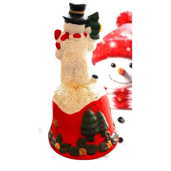 Vintage Gift Collection Snowman Bell New Christmas Trees Porcelain Present Gift - Picture 6 of 12